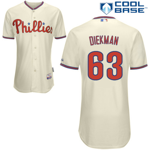 Jake Diekman #63 MLB Jersey-Philadelphia Phillies Men's Authentic Alternate White Cool Base Home Baseball Jersey
